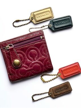 Vintage Coach Quilted Compact Wallet Deep Wine- COMES WITH 2 FREE COACH TAGS!!
